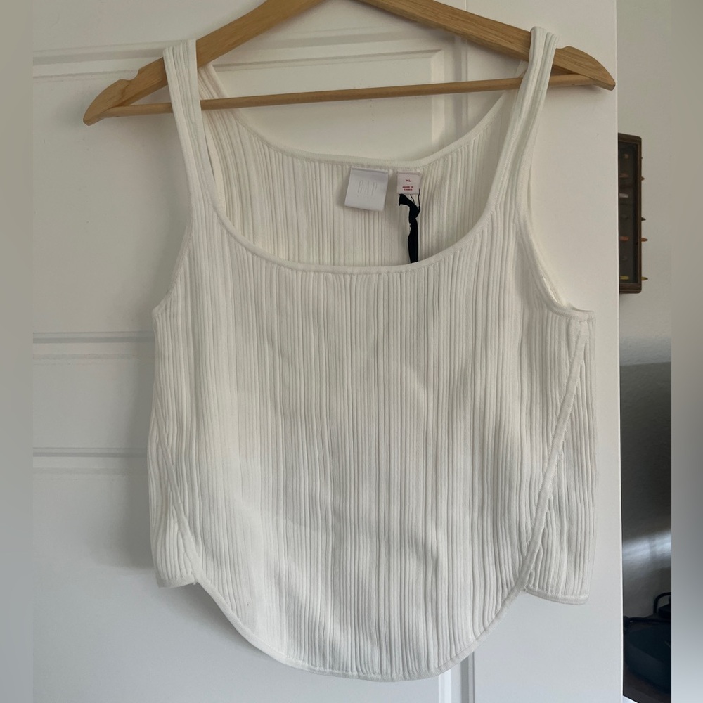 GAP Cream Ribbed Tank Top